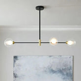 Iron Art Globe Glass Linear Black Chandelier Lamp
